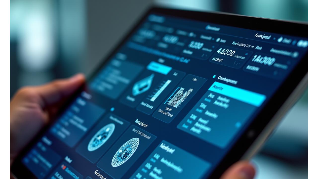 Un écran d'ordinateur ou une tablette affichant une interface logicielle pour la recherche et la comparaison de composants électroniques, avec des données techniques détaillées et des graphiques