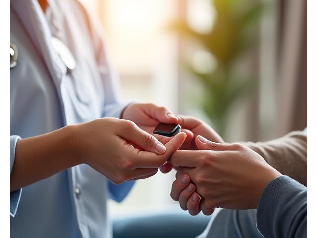 Un aidant utilisant un dispositif paramédical numérique pour aider une personne âgée.