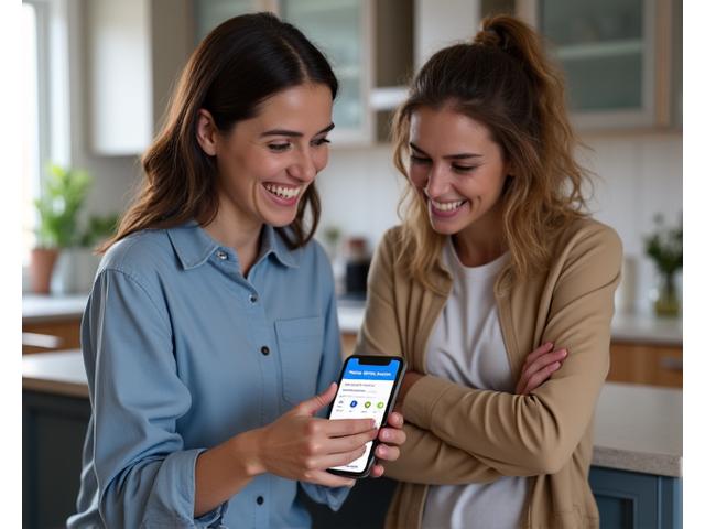 Client et technicien revoyant les données d'énergie sur une application mobile