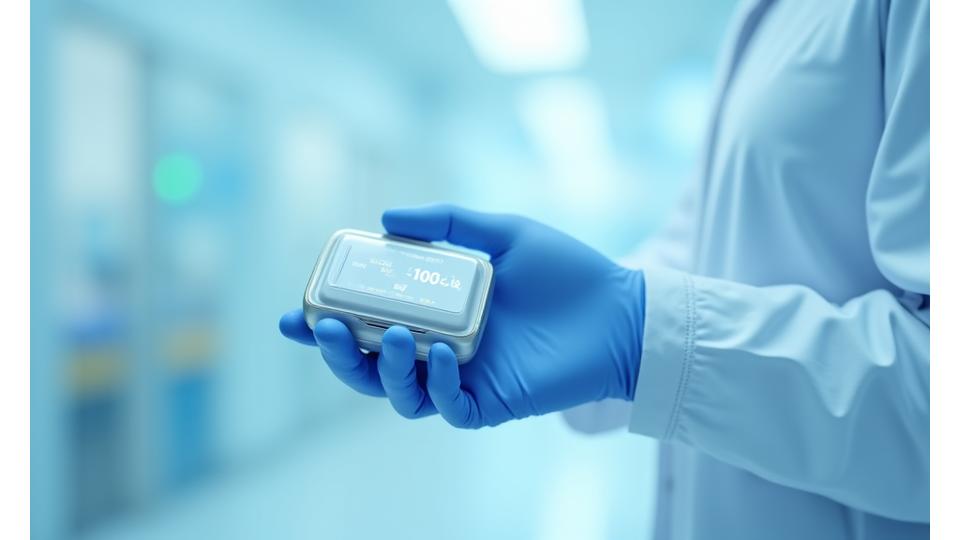 Dispositif médical électronique portable avec écran, utilisé par un professionnel de la santé, symbolisant la précision de Cygnus Electronics.