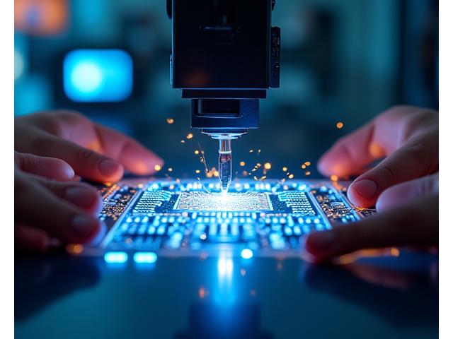 Illustration d'une timeline de développement produit rapide avec des composants électroniques émergents d'une impression 3D.